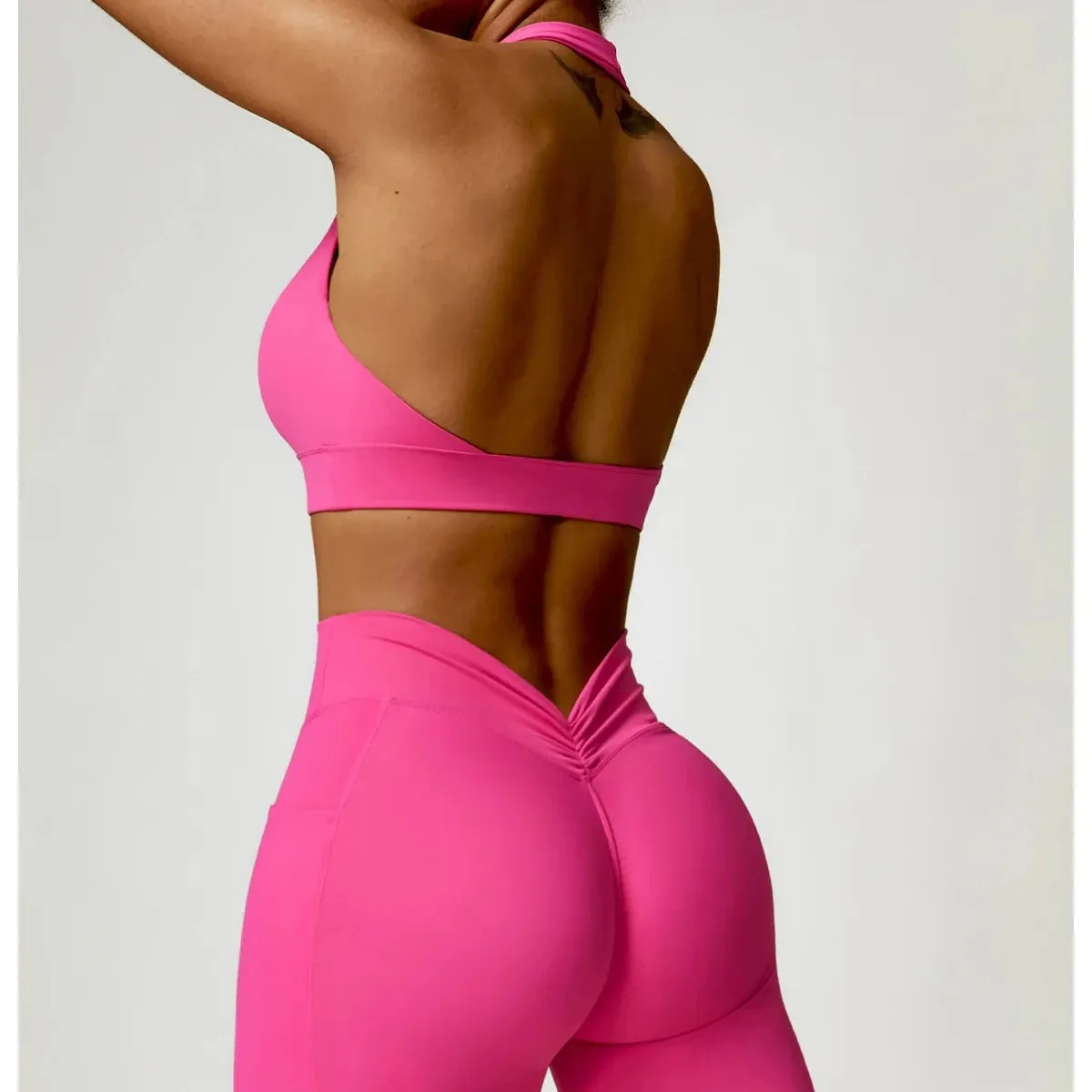 Trend4us High-Waisted Performance Leggings and Sports Bra Set