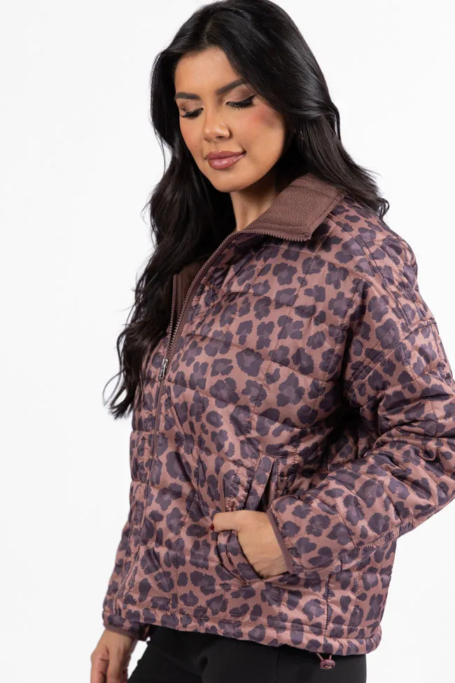 Vail Valley Brown Leopard Quilted Zip Up Jacket FINAL SALE