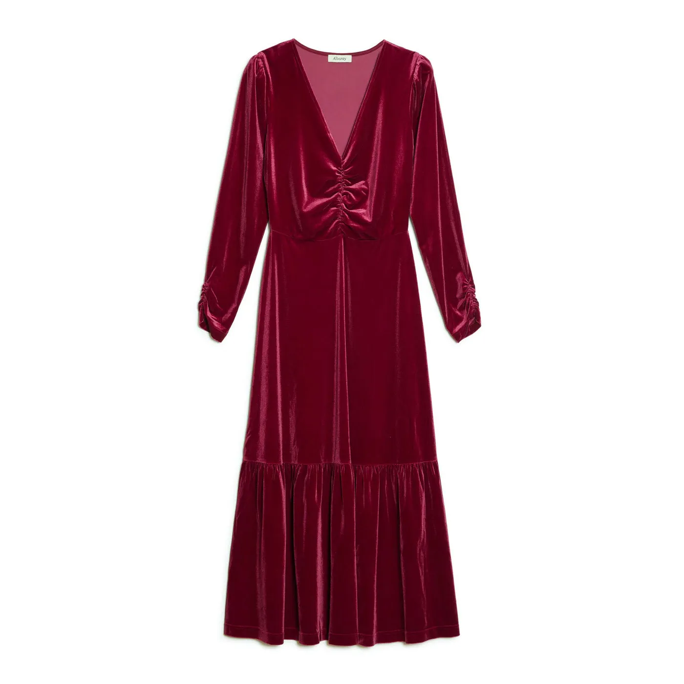 Velvet V Neck Midi Dress by Albaray