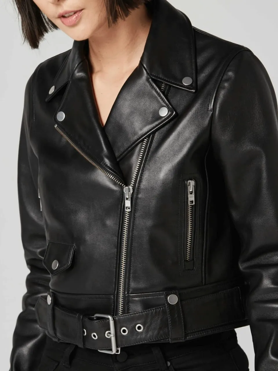 Women’s Black Leather Biker Jacket