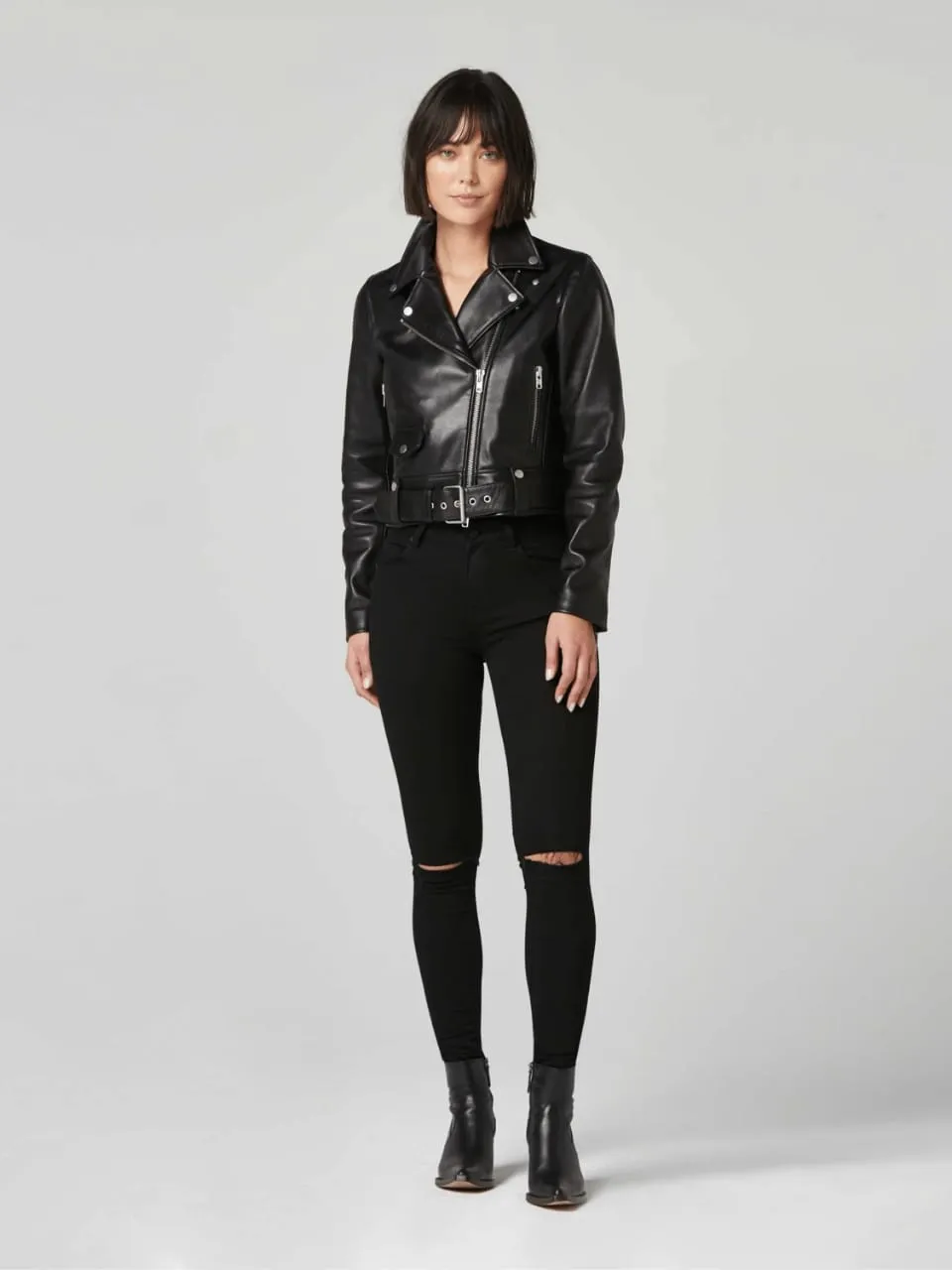 Women’s Black Leather Biker Jacket