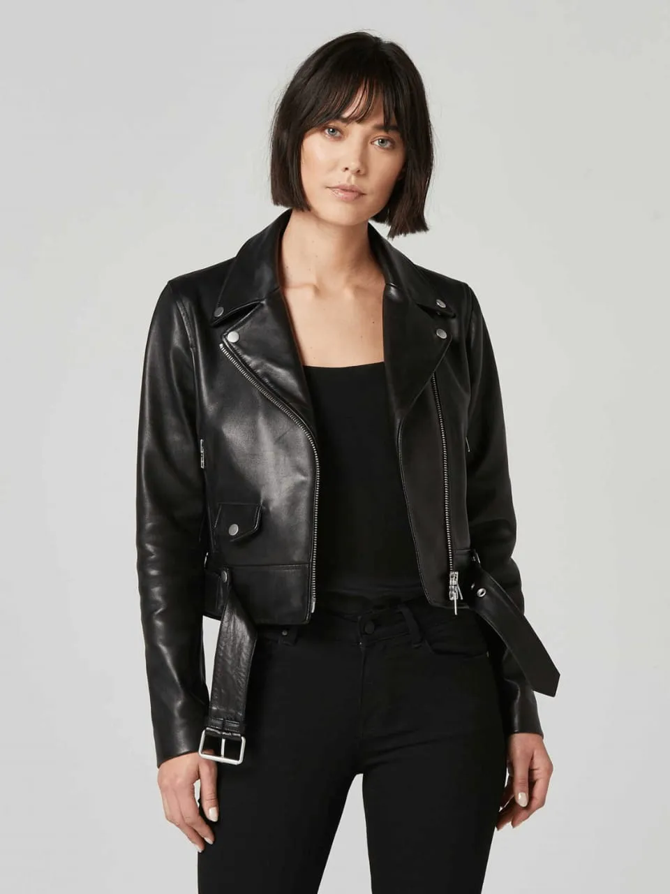 Women’s Black Leather Biker Jacket