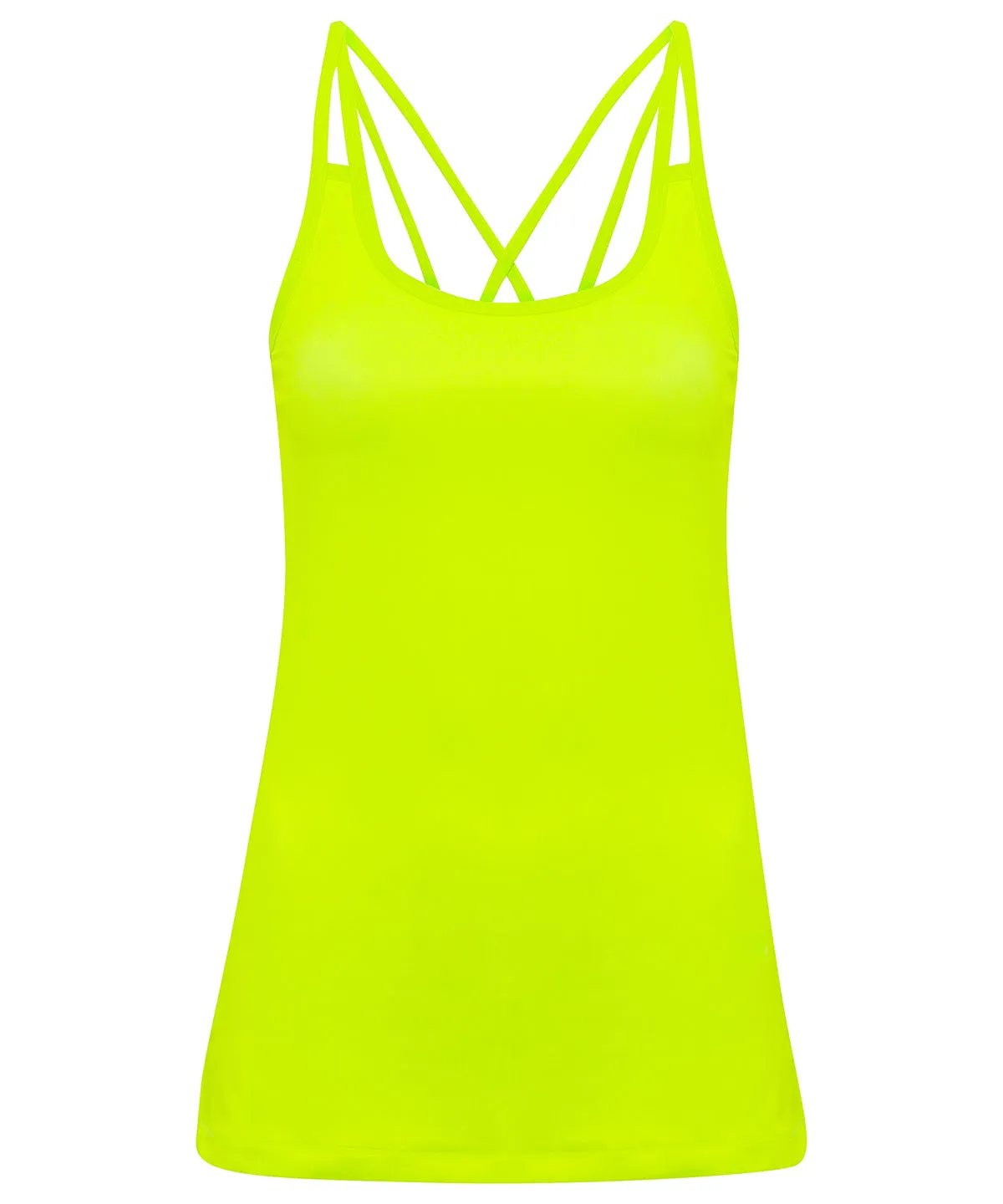 Womens TriDri® laser cut spaghetti strap vest | Lightning Yellow