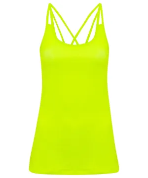 Womens TriDri® laser cut spaghetti strap vest | Lightning Yellow